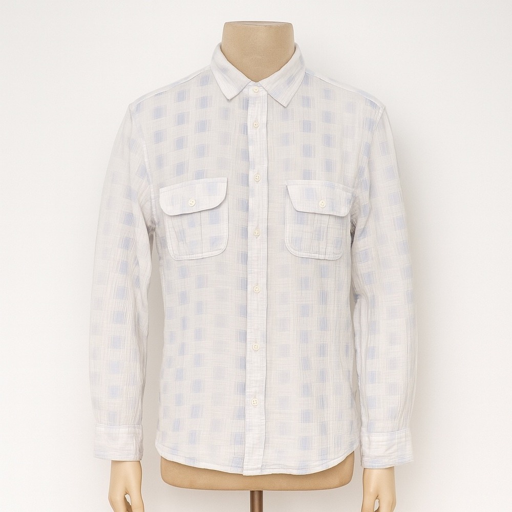 Carbon2Cobalt Shirt Button Up Blue Plaid Checkered Cotton‎ Casual Mens Size XL